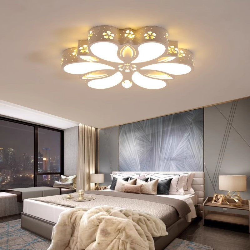 Contemporary Creative Iron Acrylic Flower Shade LED Flush Mount Ceiling Light For Bedroom