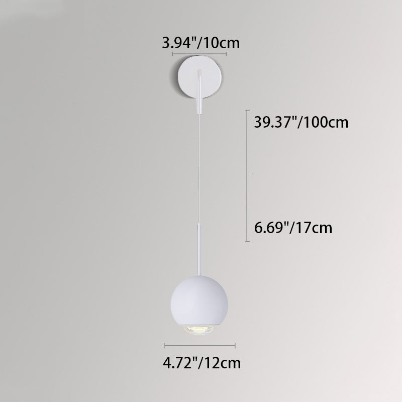 Contemporary Scandinavian Iron Aluminum Globe Ball Acrylic Shade LED Wall Sconce Lamp For Living Room