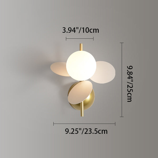 Contemporary Scandinavian Glass Ball Shade PVC Disc 1-Light Wall Sconce Lamp For Dining Room