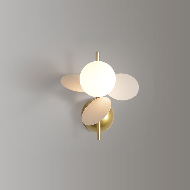 Contemporary Scandinavian Glass Ball Shade PVC Disc 1-Light Wall Sconce Lamp For Dining Room