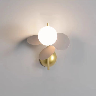 Contemporary Scandinavian Glass Ball Shade PVC Disc 1-Light Wall Sconce Lamp For Dining Room