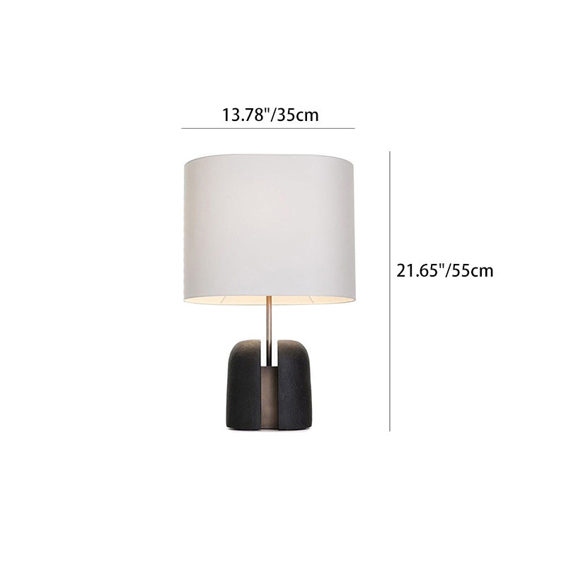 Traditional European Fabric Round Shade Resin 1-Light Table Lamp For Bedroom