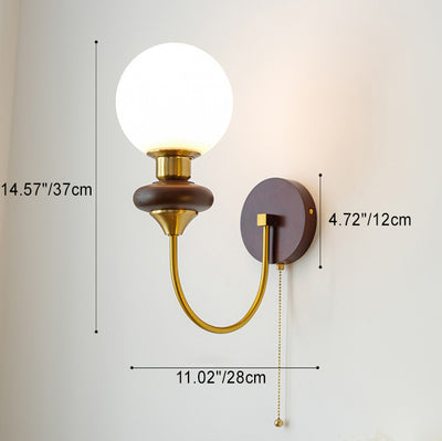 Modern Minimalist Round Globe Iron Glass 1-Light Wall Sconce Lamp For Bedroom