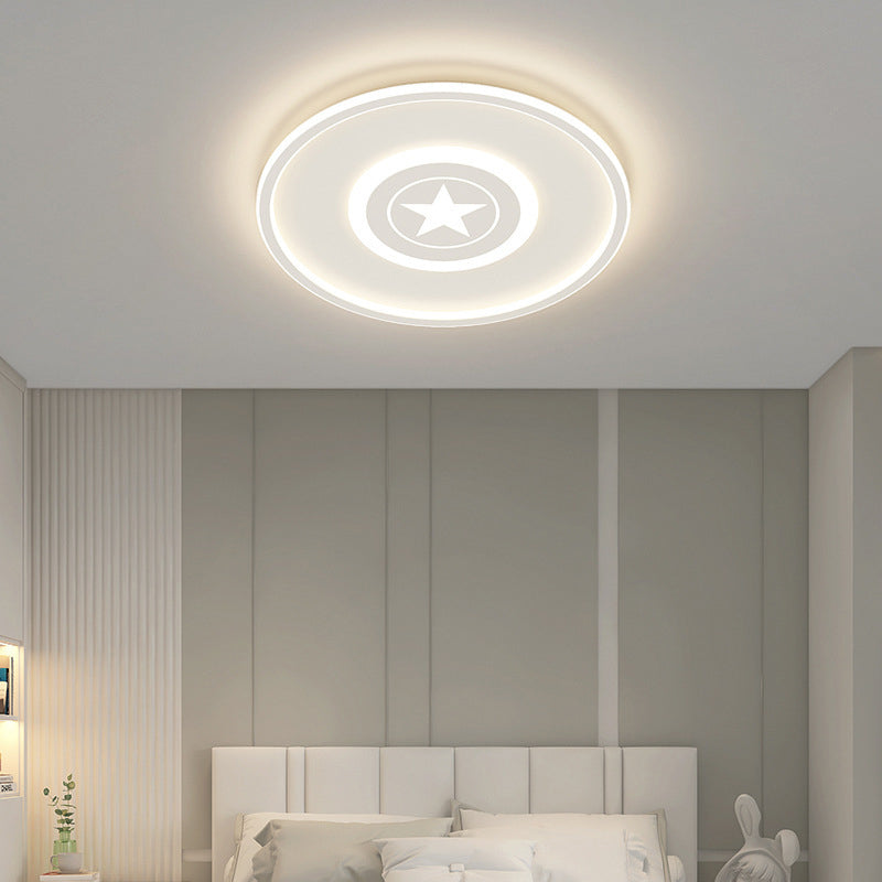 Modern Minimalist Round Iron Acrylic LED Flush Mount Ceiling Light For Bedroom