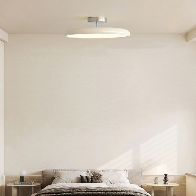 Modern Minimalist Round Iron Acrylic LED Semi-Flush Mount Ceiling Light For Bedroom