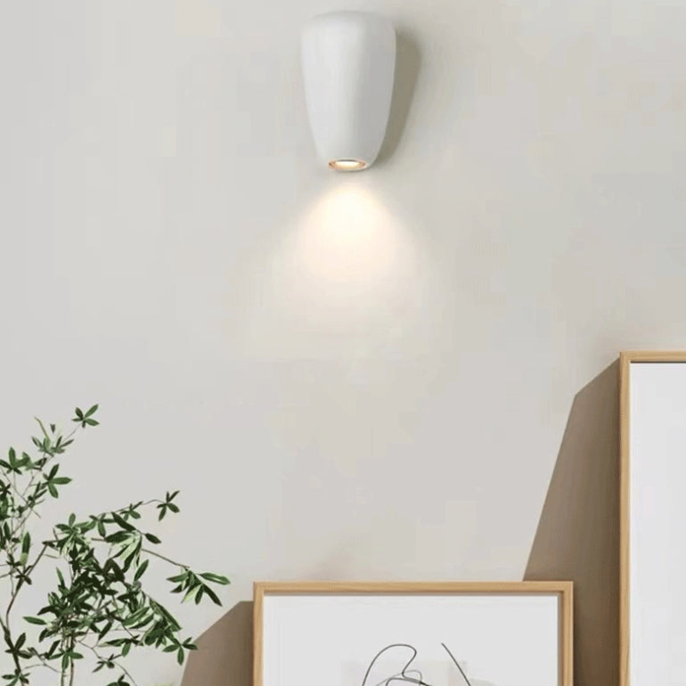 Contemporary Scandinavian Oval Iron Resin LED Wall Sconce Lamp For Bedroom