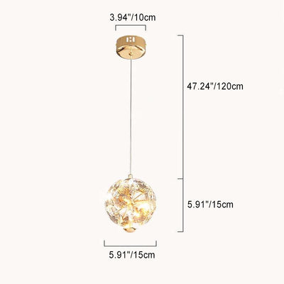 Modern Luxury Round Ball Metal Crystal LED Pendant Light For Bedroom