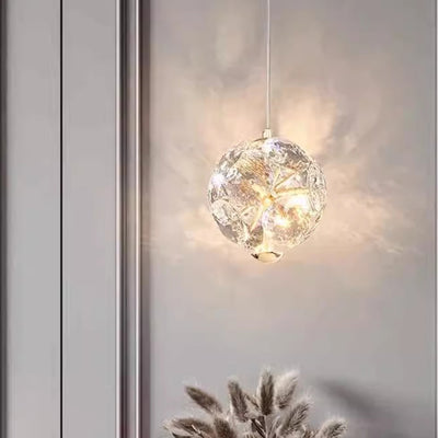 Modern Luxury Round Ball Metal Crystal LED Pendant Light For Bedroom