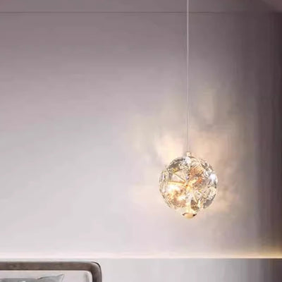 Modern Luxury Round Ball Metal Crystal LED Pendant Light For Bedroom