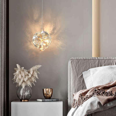 Modern Luxury Round Ball Metal Crystal LED Pendant Light For Bedroom