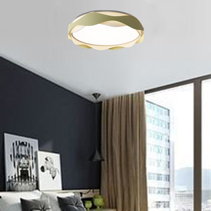 Modern Minimalist Round Iron Acrylic LED Flush Mount Ceiling Light For Bedroom