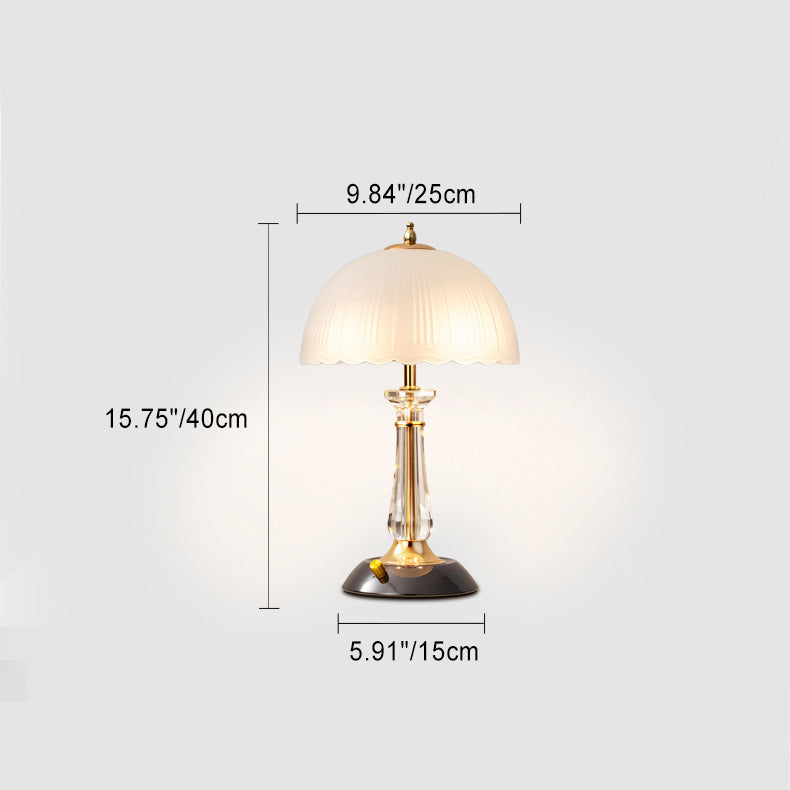 Modern Luxury Round Umbrella Metal Glass 1-Light Table Lamp For Bedroom