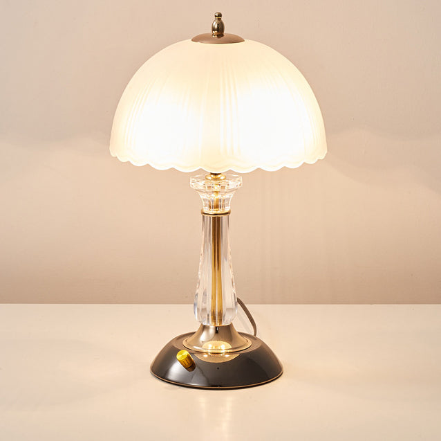 Modern Luxury Round Umbrella Metal Glass 1-Light Table Lamp For Bedroom