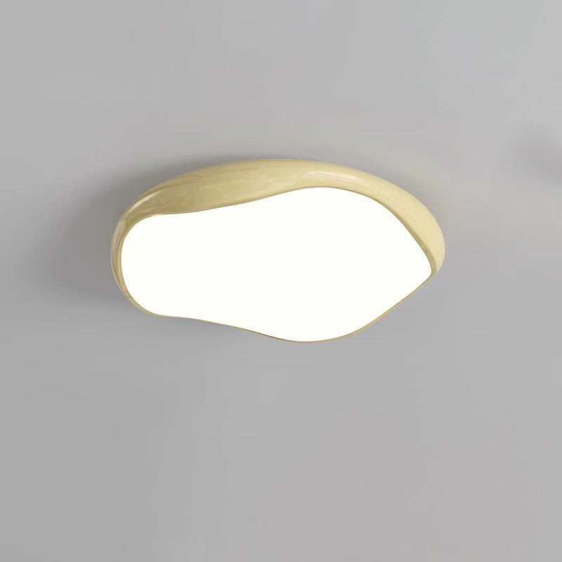 Modern Minimalist Cream Irregular Round Iron Acrylic LED Flush Mount Ceiling Light For Bedroom