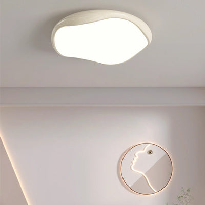 Modern Minimalist Cream Irregular Round Iron Acrylic LED Flush Mount Ceiling Light For Bedroom