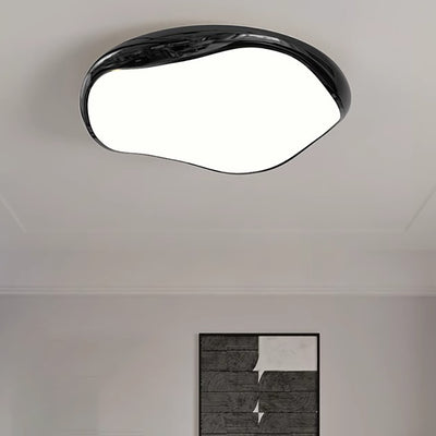 Modern Minimalist Cream Irregular Round Iron Acrylic LED Flush Mount Ceiling Light For Bedroom