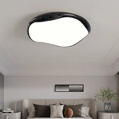 Modern Minimalist Cream Irregular Round Iron Acrylic LED Flush Mount Ceiling Light For Bedroom