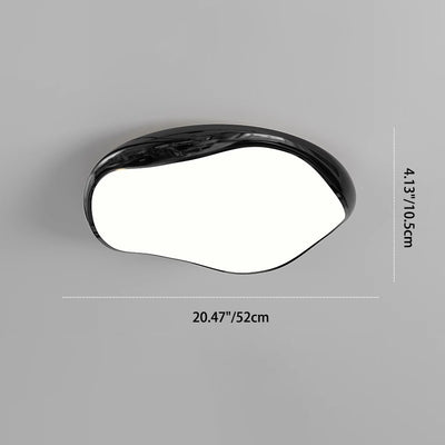 Modern Minimalist Cream Irregular Round Iron Acrylic LED Flush Mount Ceiling Light For Bedroom