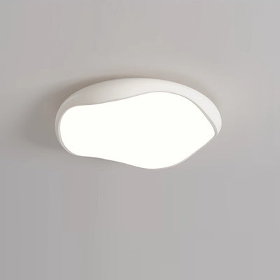 Modern Minimalist Cream Irregular Round Iron Acrylic LED Flush Mount Ceiling Light For Bedroom