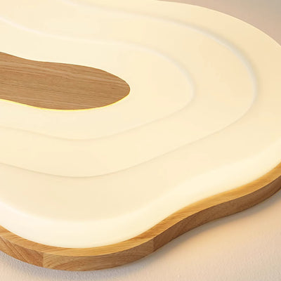 Modern Minimalist Cloud Dome Shape Rubberwood Acrylic LED Flush Mount Ceiling Light For Bedroom