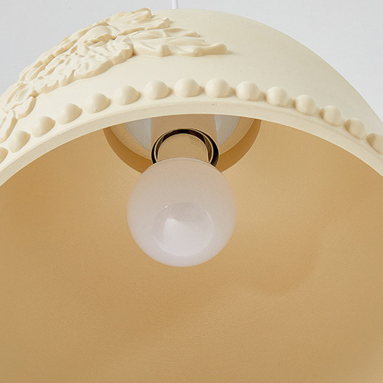 Traditional Rustic Carved Round Cylinder Resin 1/2 Light Pendant Light For Bedroom