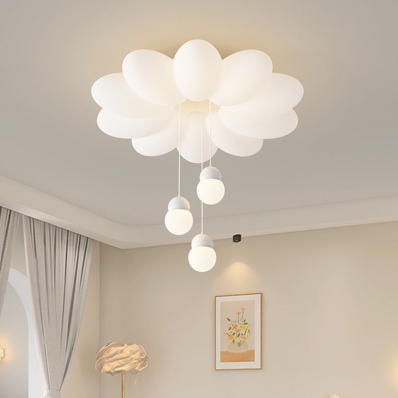 Contemporary Scandinavian Flower Orb Dome Iron Rotational Molding LED Flush Mount Ceiling Light For Bedroom