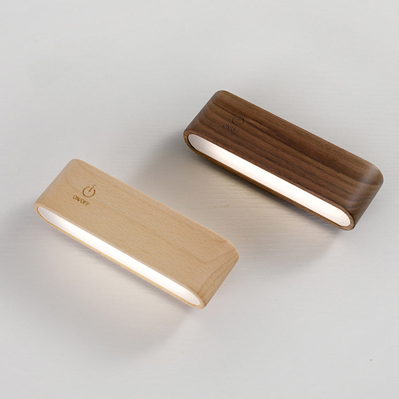 Modern Minimalist Rectangular Linear Wood Magnetic Suction LED Wall Sconce Lamp For Bedroom