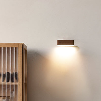 Modern Minimalist Rectangular Linear Wood Magnetic Suction LED Wall Sconce Lamp For Bedroom