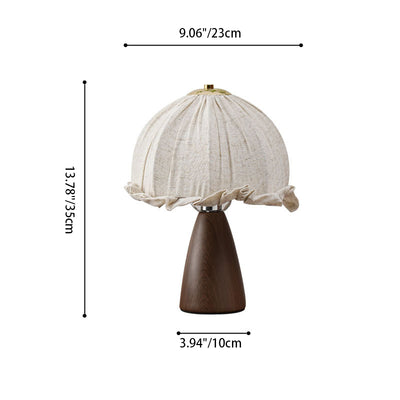 Modern Mid-Century Pod Mushroom Round Ceramic Fabric 1-Light Table Lamp For Bedroom