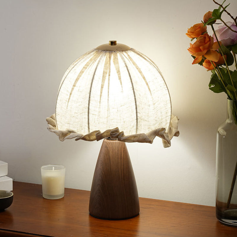 Modern Mid-Century Pod Mushroom Round Ceramic Fabric 1-Light Table Lamp For Bedroom