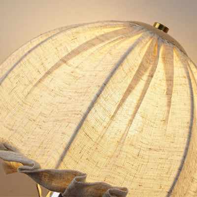 Modern Mid-Century Pod Mushroom Round Ceramic Fabric 1-Light Table Lamp For Bedroom