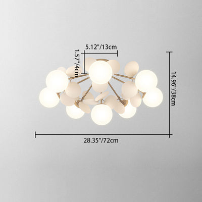 Contemporary Scandinavian Colorful Flower Orb Metal Glass Acrylic 1/4/6/8 Light Semi-Flush Mount Ceiling Light For Bedroom