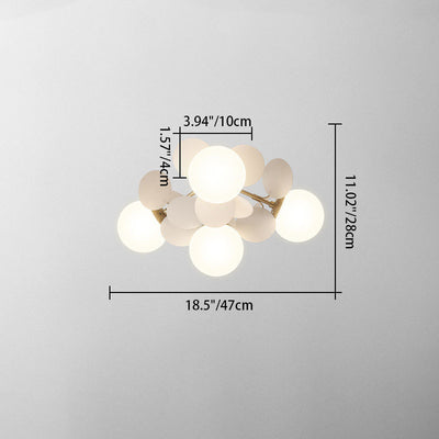 Contemporary Scandinavian Colorful Flower Orb Metal Glass Acrylic 1/4/6/8 Light Semi-Flush Mount Ceiling Light For Bedroom