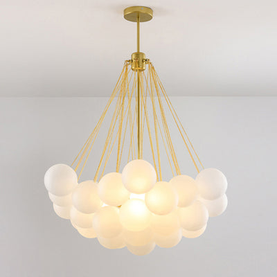 Modern Luxury Round Orb Iron Glass 3-Light Chandelier For Bedroom