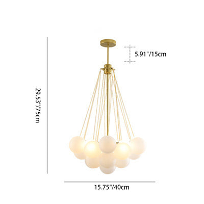 Modern Luxury Round Orb Iron Glass 3-Light Chandelier For Bedroom