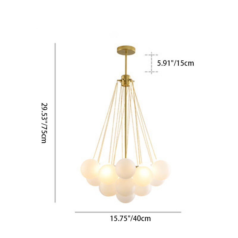 Modern Luxury Round Orb Iron Glass 3-Light Chandelier For Bedroom