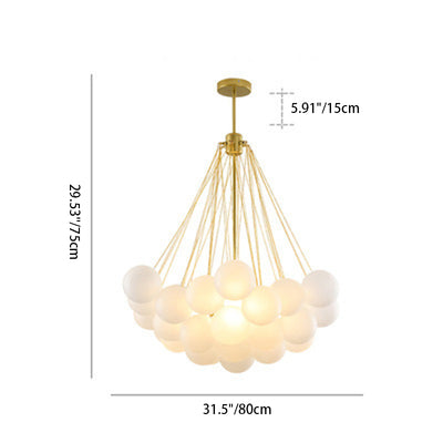 Modern Luxury Round Orb Iron Glass 3-Light Chandelier For Bedroom