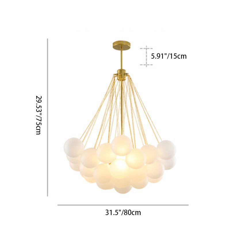 Modern Luxury Round Orb Iron Glass 3-Light Chandelier For Bedroom