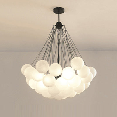 Modern Luxury Round Orb Iron Glass 3-Light Chandelier For Bedroom