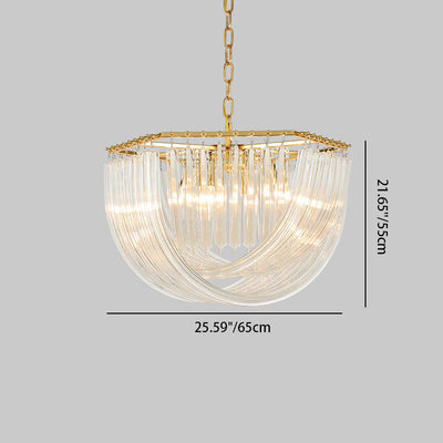 Modern Luxury Round Semicircle Metal Glass 6/8 Light Chandelier For Bedroom