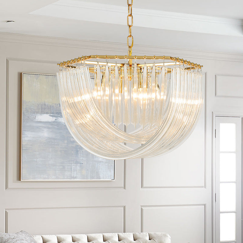 Modern Luxury Round Semicircle Metal Glass 6/8 Light Chandelier For Bedroom