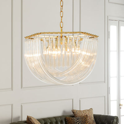 Modern Luxury Round Semicircle Metal Glass 6/8 Light Chandelier For Bedroom