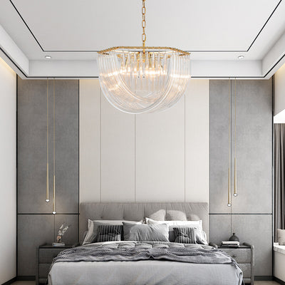 Modern Luxury Round Semicircle Metal Glass 6/8 Light Chandelier For Bedroom