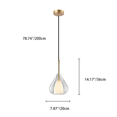 Modern Minimalist Conical Round Iron Glass 1-Light Pendant Light For Bedroom