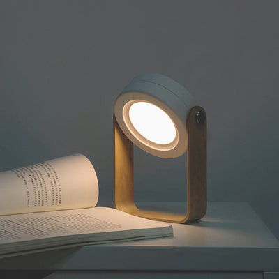 Contemporary Scandinavian Portable Retractable Lantern Cylindrical Wood Iron PC LED Table Lamp For Bedroom