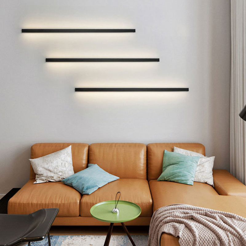 Modern Minimalist Linear Long Rectangular Iron PC LED Wall Sconce Lamp For Bedroom