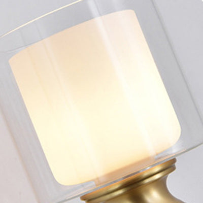 Modern Luxury Round Cylindrical Spherical Copper Glass 1-Light Wall Sconce Lamp For Bedroom