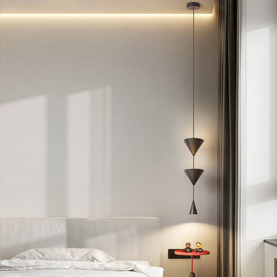 Contemporary Scandinavian Conical Iron Aluminum Acrylic LED Pendant Light For Bedroom