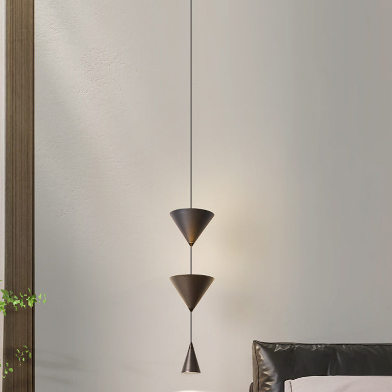 Contemporary Scandinavian Conical Iron Aluminum Acrylic LED Pendant Light For Bedroom