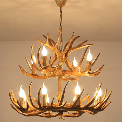 Modern Art Deco Antler Shaped Iron PVC 4/6/8/9/12 Light Chandelier For Dining Room